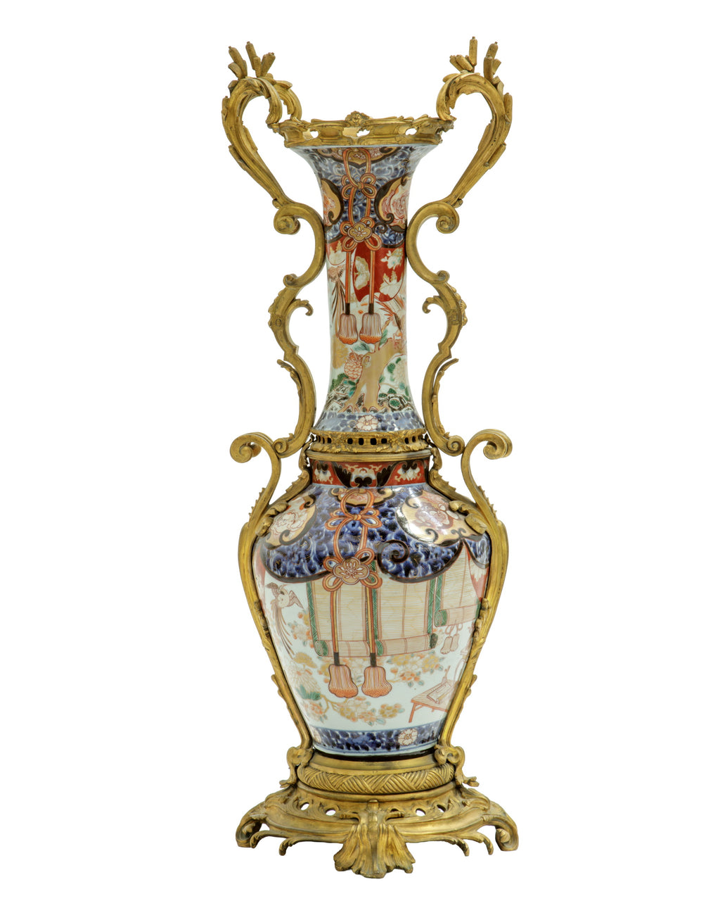 Monumental Imari porcelain vase with gilt bronze mounts