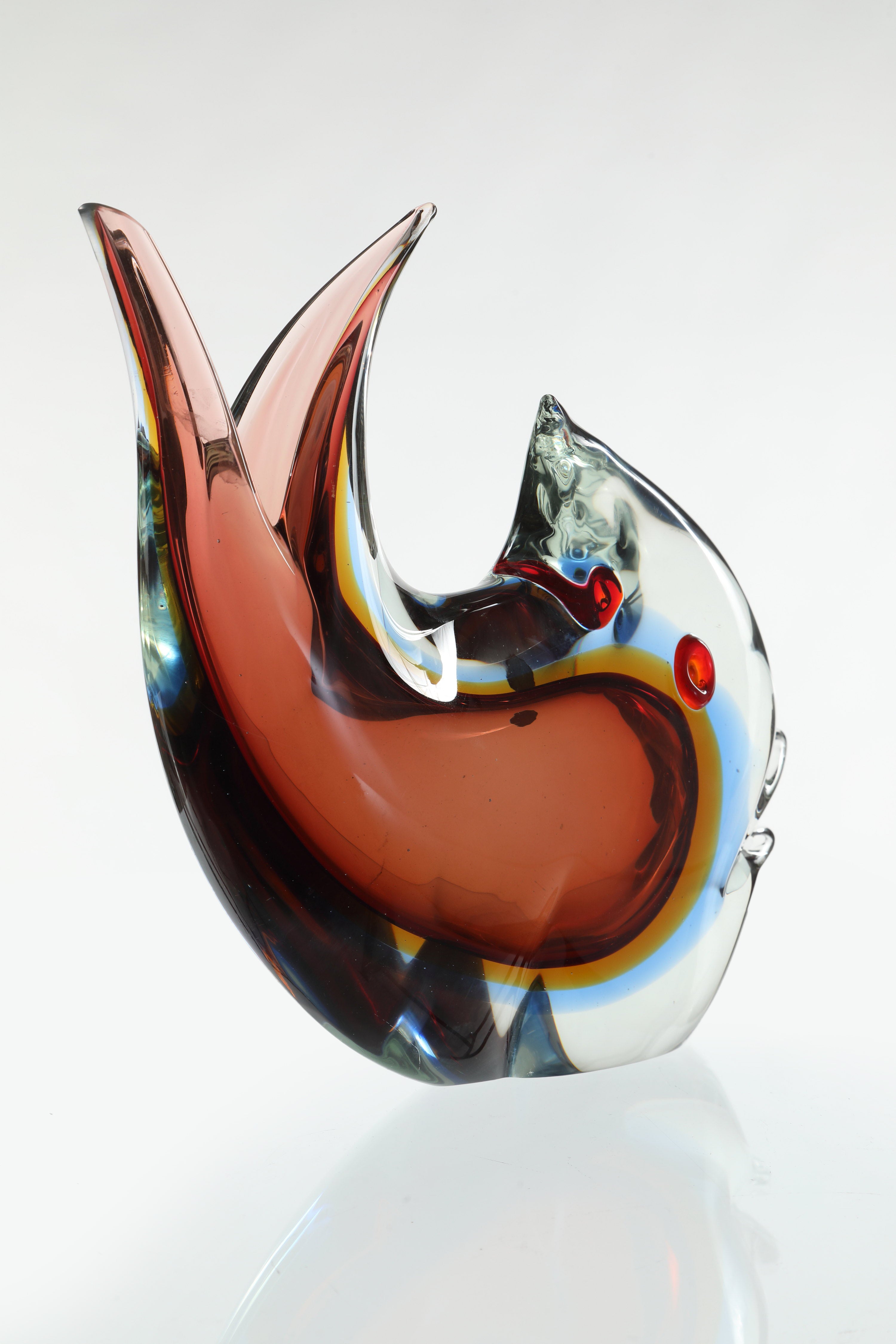 Submerged flower vase in Murano glass fish shape