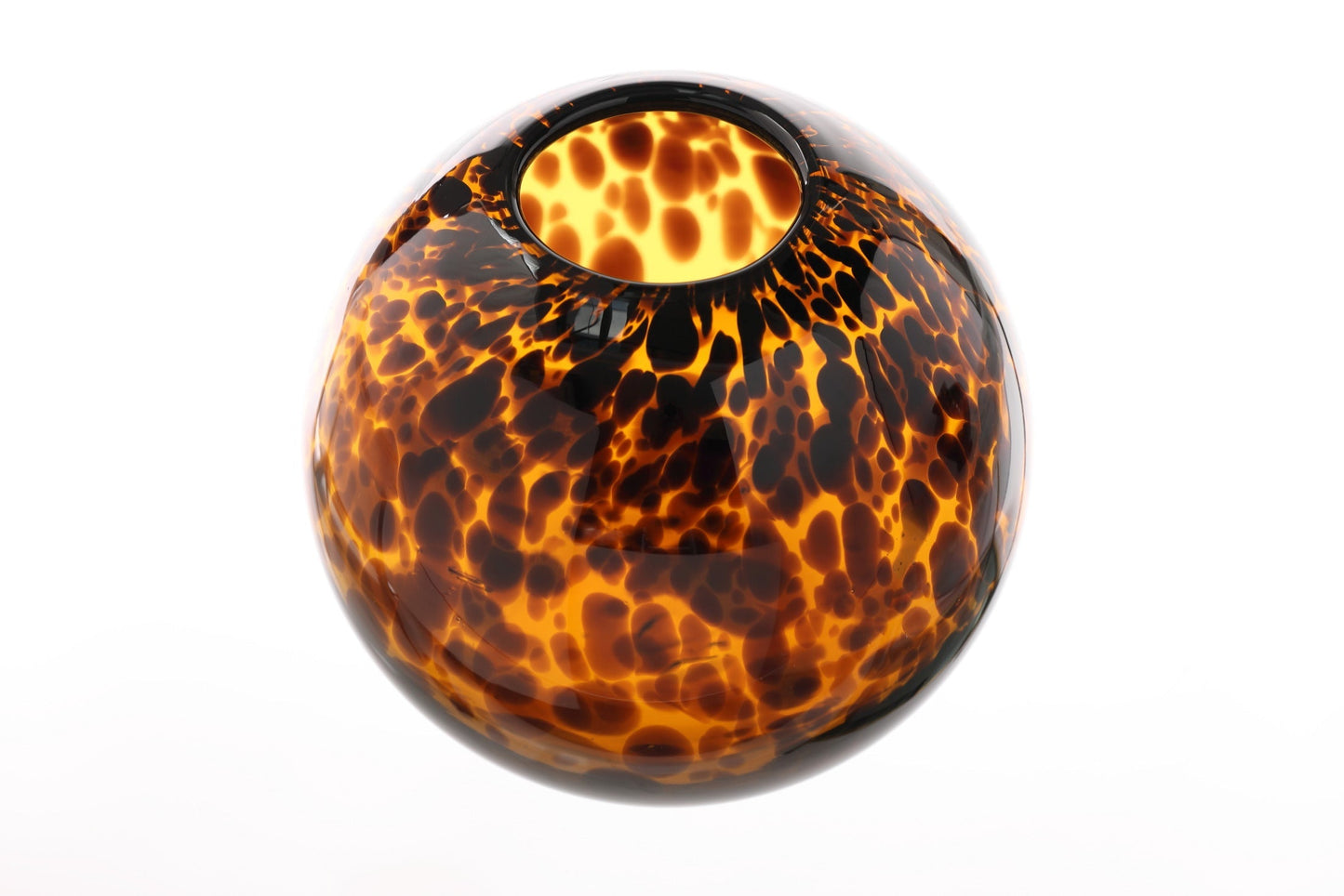 Spherical vase from the 70s in spotted glass