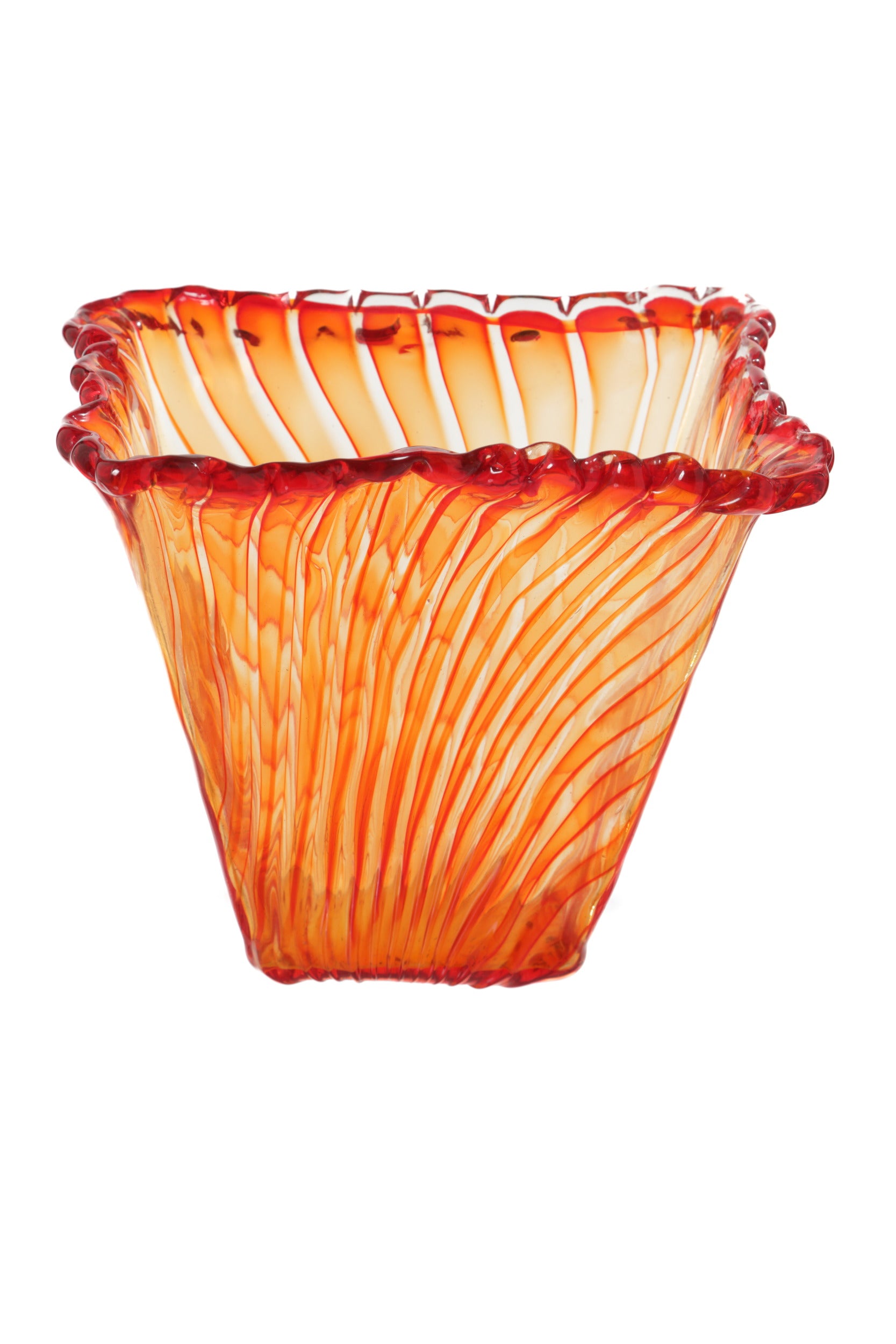 Vaso vetro canne rosse anni 80