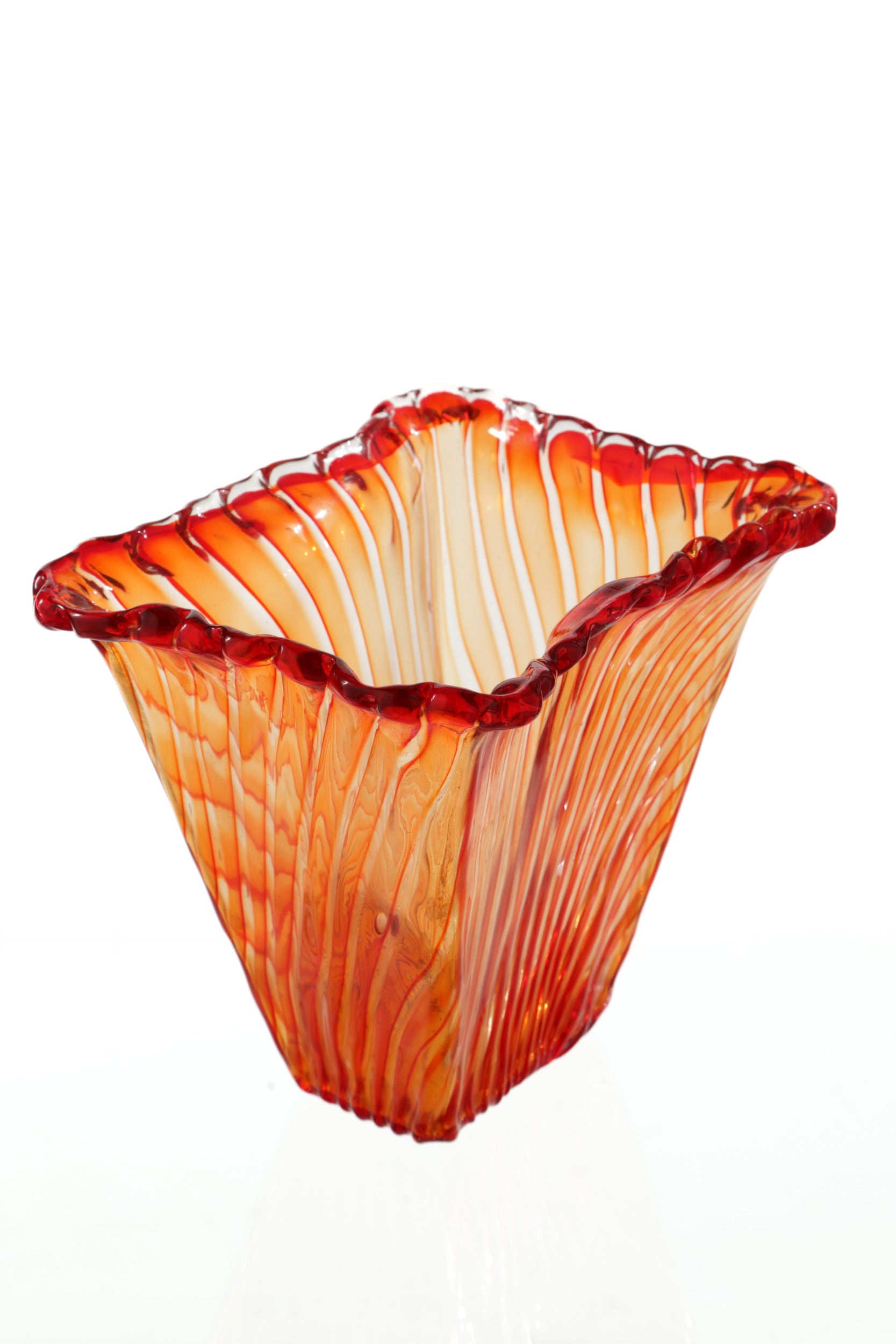 Vaso vetro canne rosse anni 80
