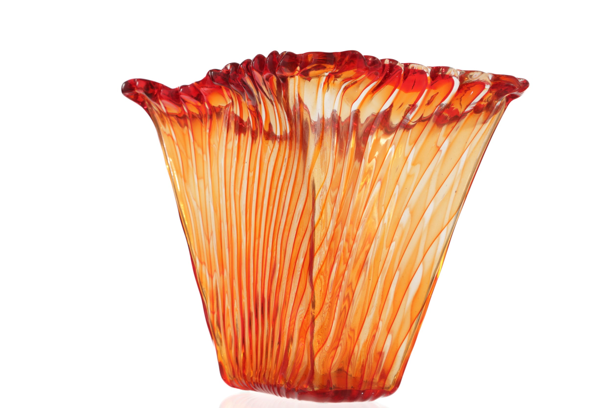 Vaso vetro canne rosse anni 80