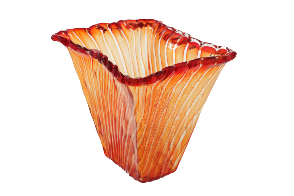 Vaso vetro canne rosse anni 80