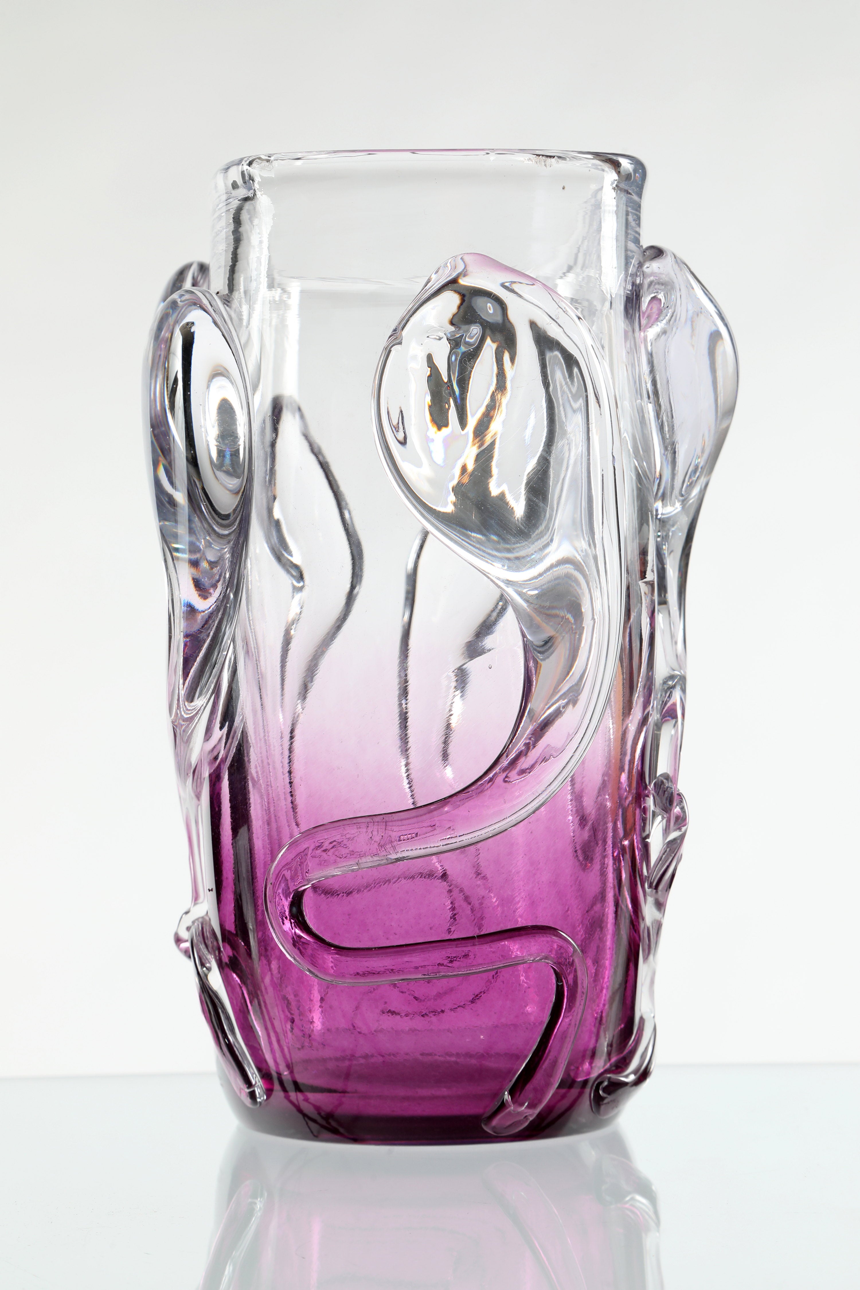 Ion Tamaian blown glass vase from the 1980s