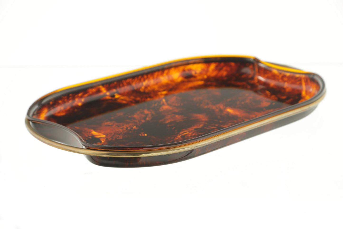 Guzzini oval speckled brass tray from the 70s