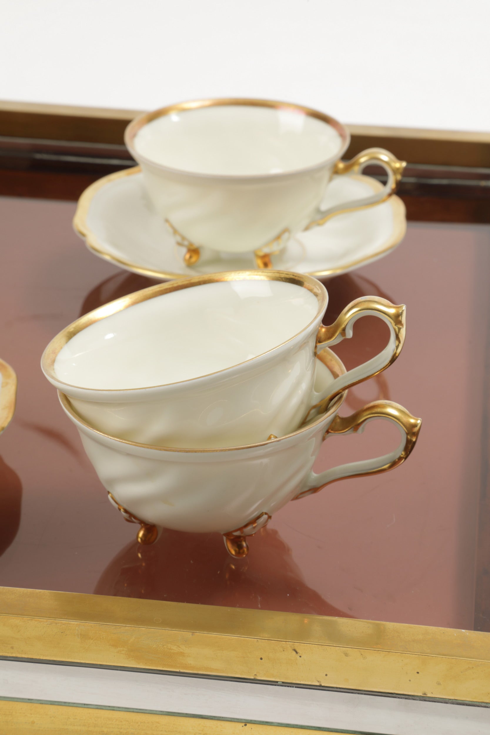 1970s brass steel tray with plexiglass top