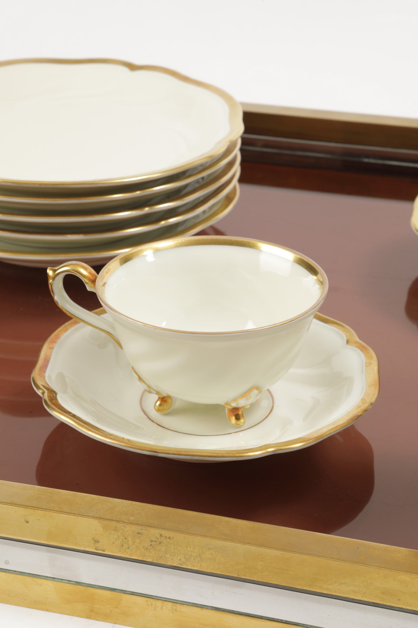 Vassoio acciaio ottone piano in plexiglass anni 70