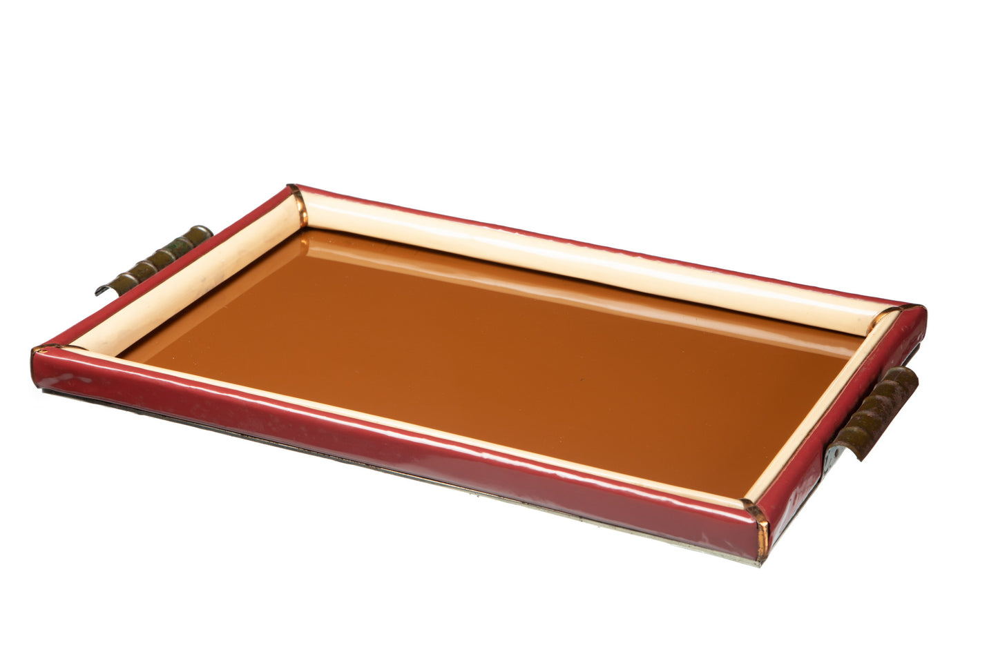 Ivory and red lacquered tray from the 70s