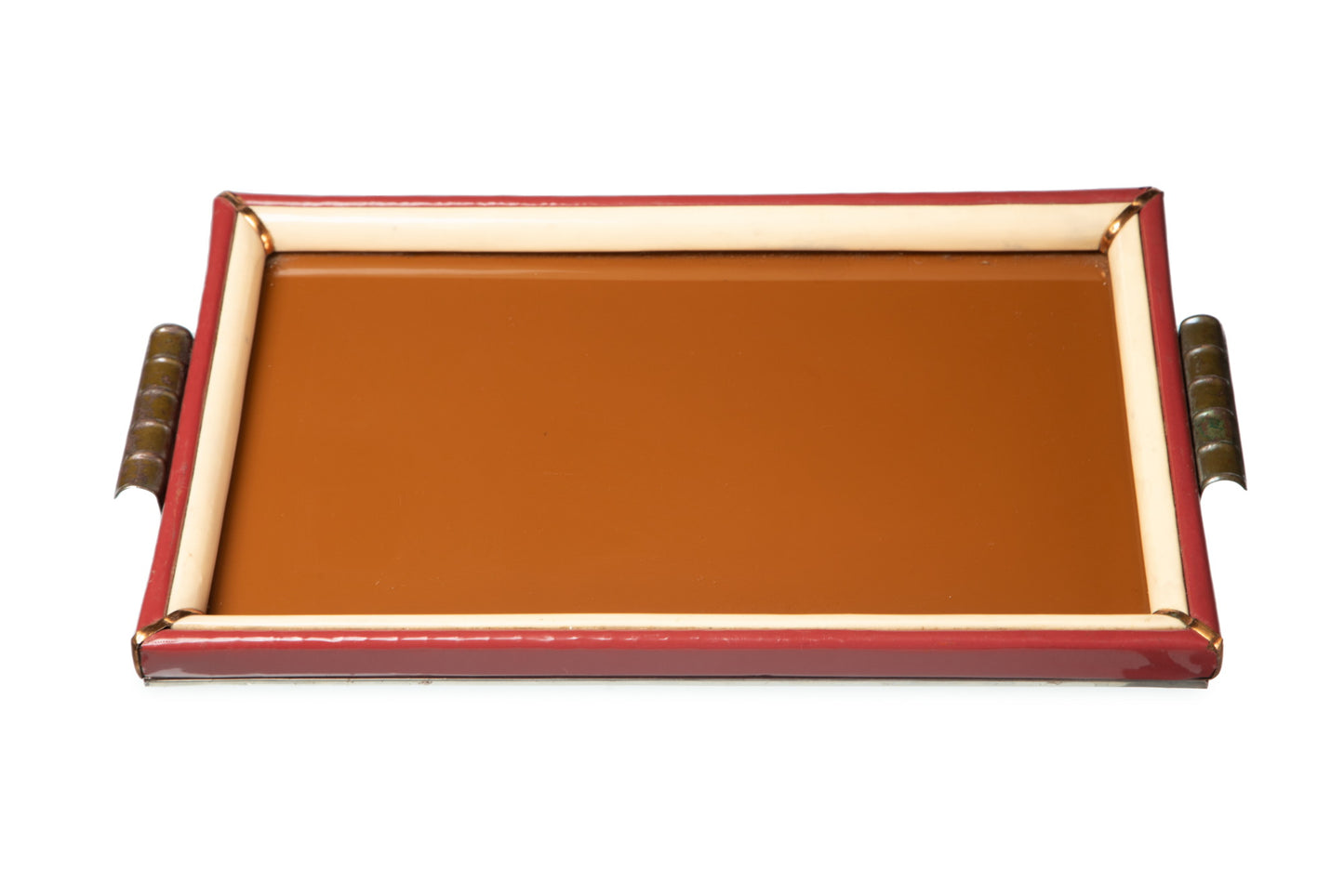 Ivory and red lacquered tray from the 70s