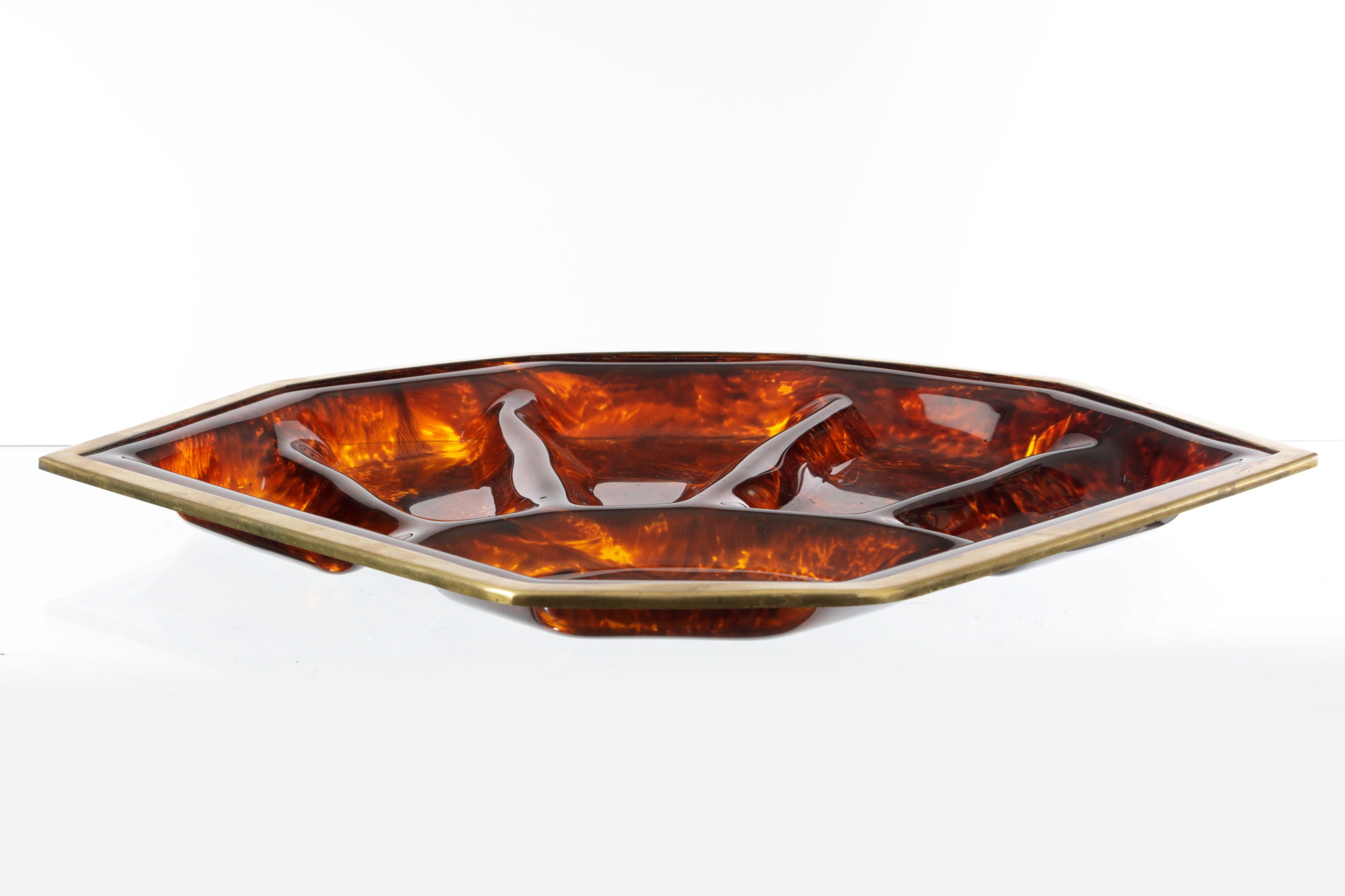 Lucite and brass appetizer tray from the 1970s