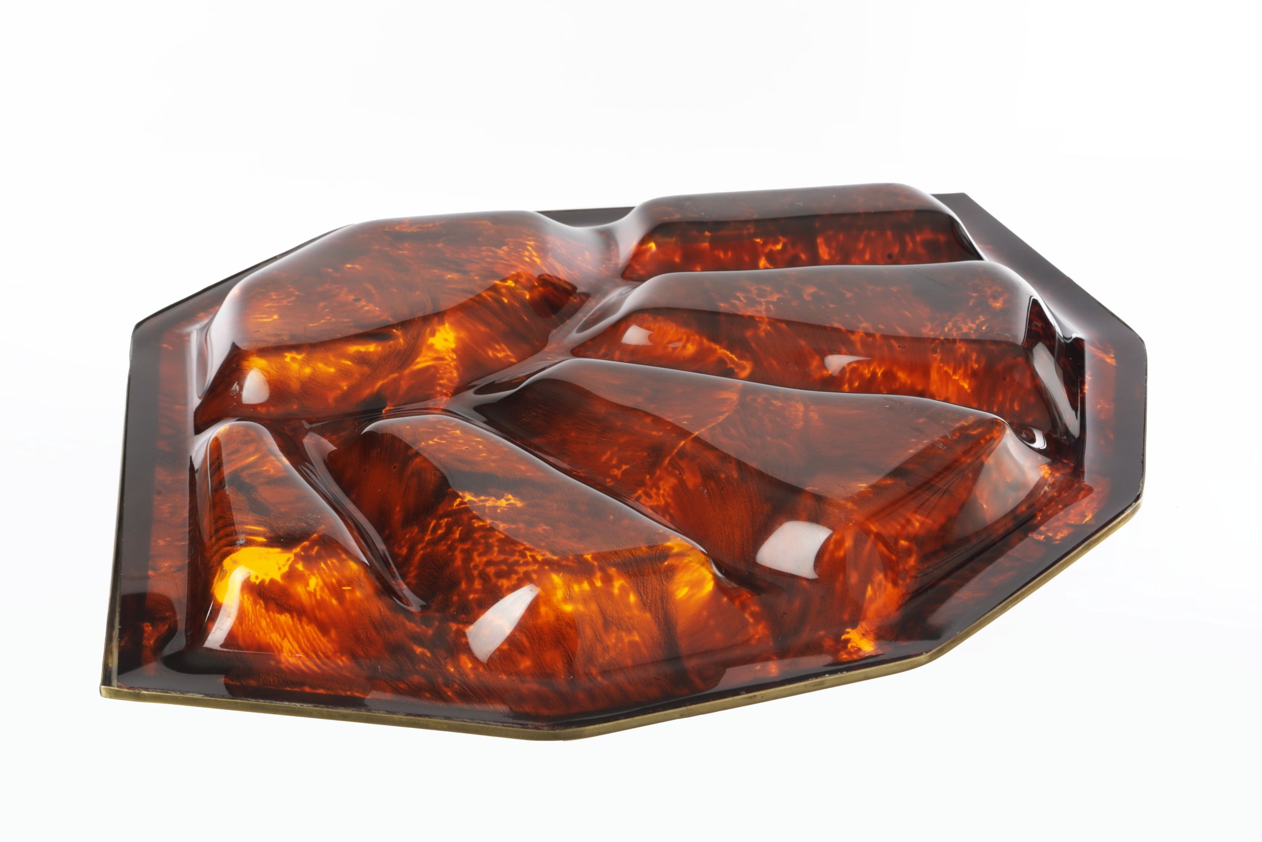 Lucite and brass appetizer tray from the 1970s
