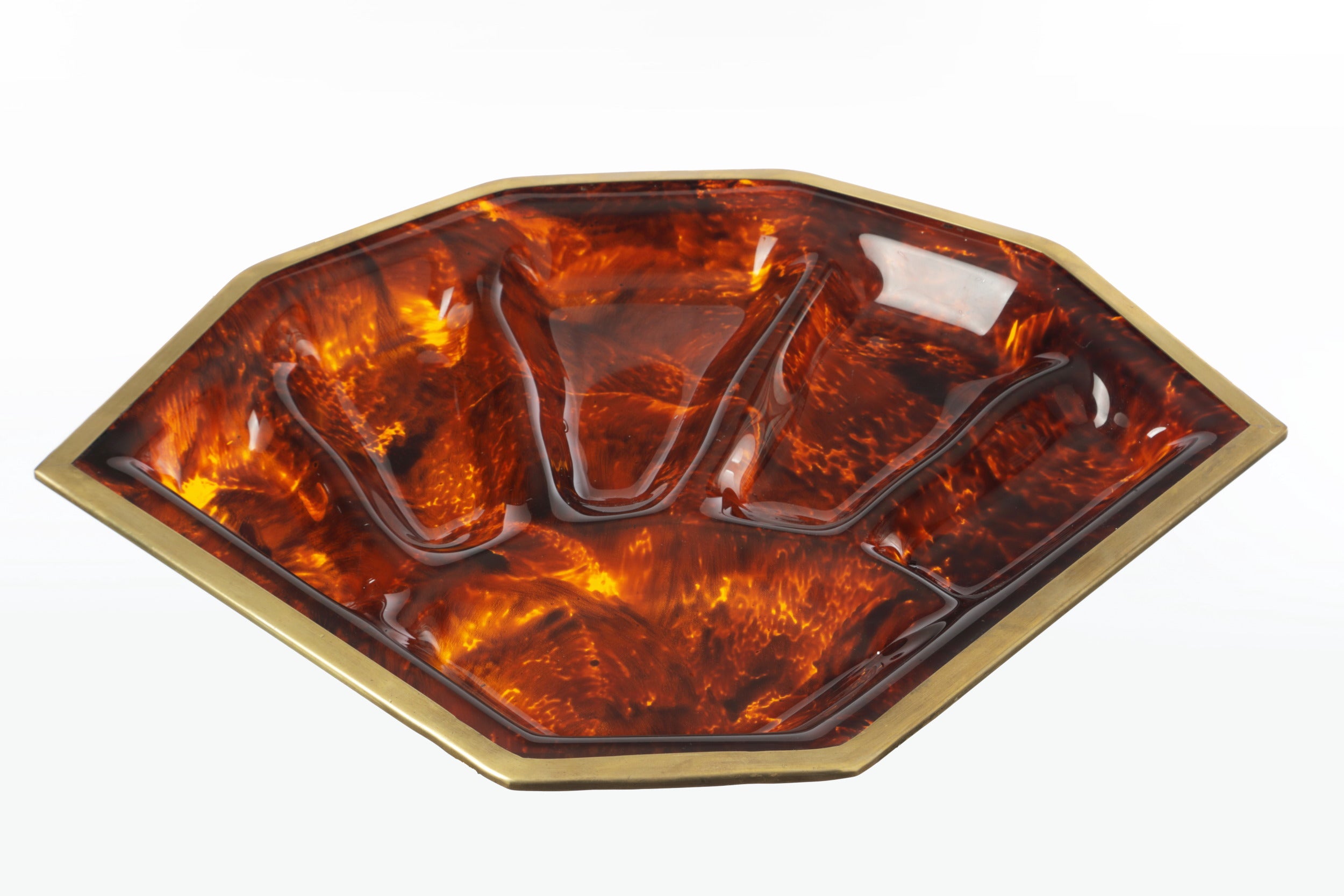 Lucite and brass appetizer tray from the 1970s