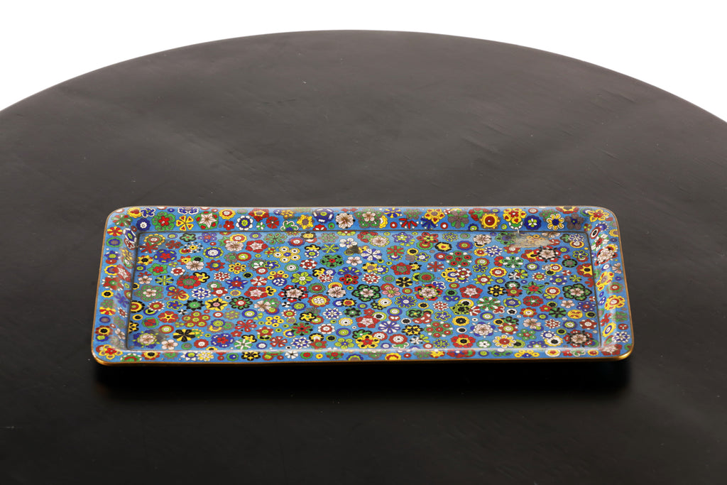 Vassoio cloisonne fiori anni 50