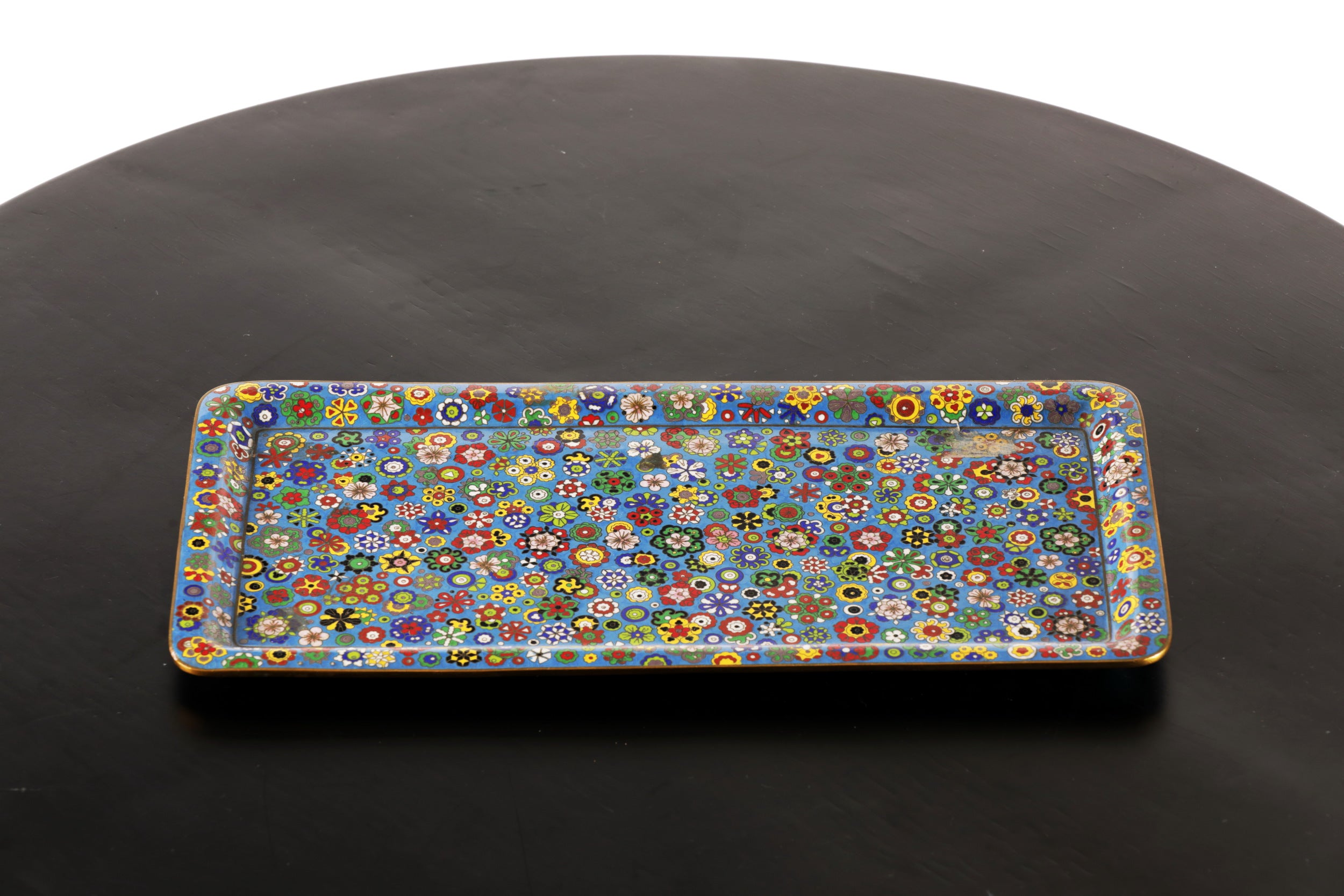 Vassoio cloisonne fiori anni 50