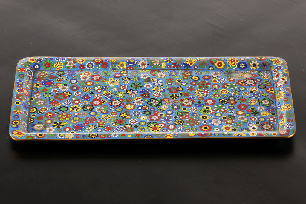 Vassoio cloisonne fiori anni 50