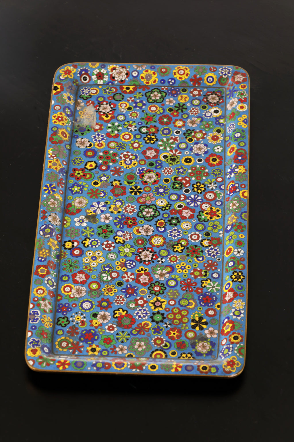 Vassoio cloisonne fiori anni 50