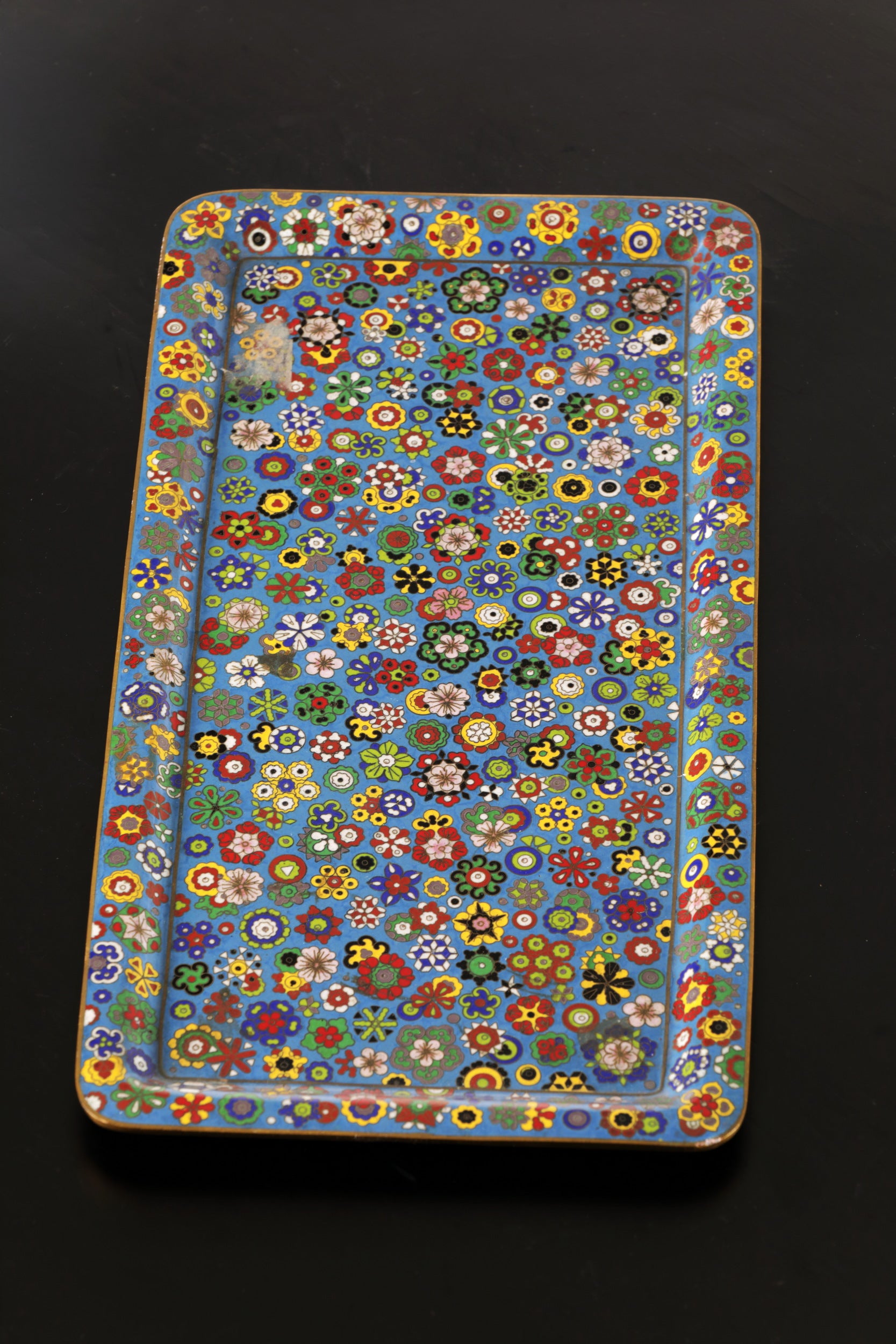 Vassoio cloisonne fiori anni 50