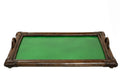 Green glass bamboo tray from the 80s