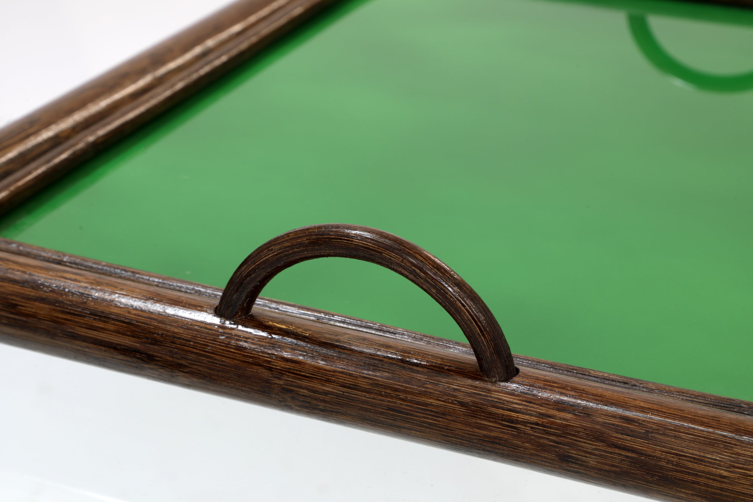 Green glass bamboo tray from the 80s