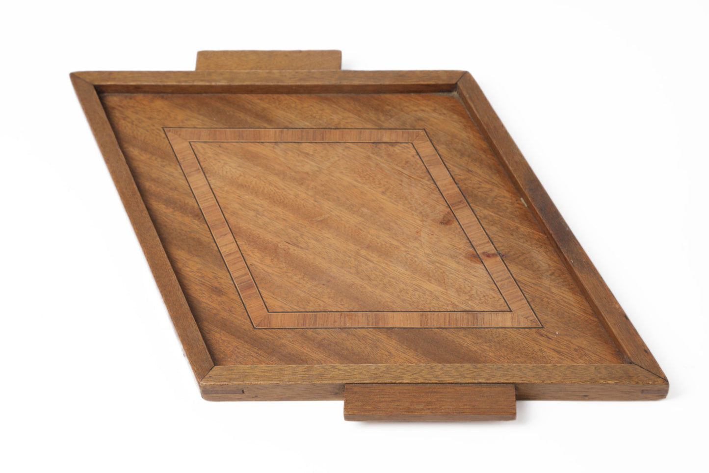 Art Deco wooden tray with rhombus fillet