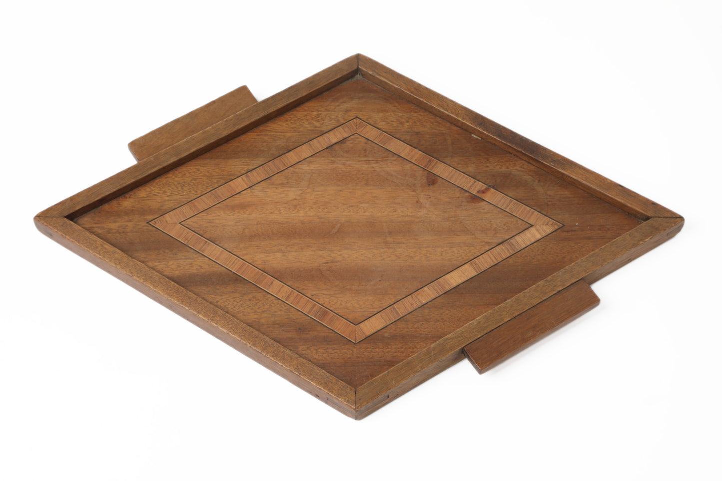 Art Deco wooden tray with rhombus fillet