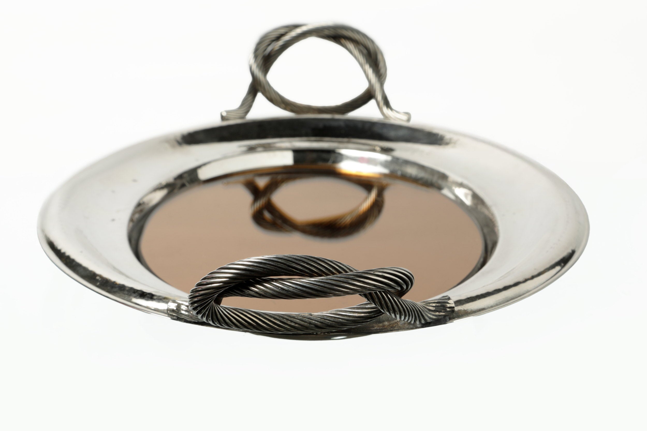 1970s oval mirrored tray