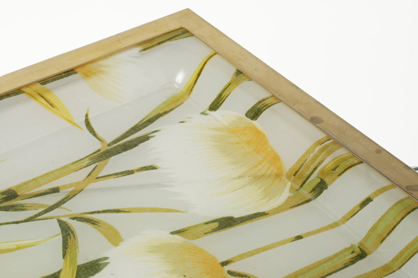 Vassoio plexiglass canne di bamboo e ottone anni 70