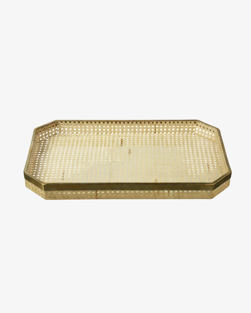 Plexiglass tray Vienna straw attributed to Christian Dior