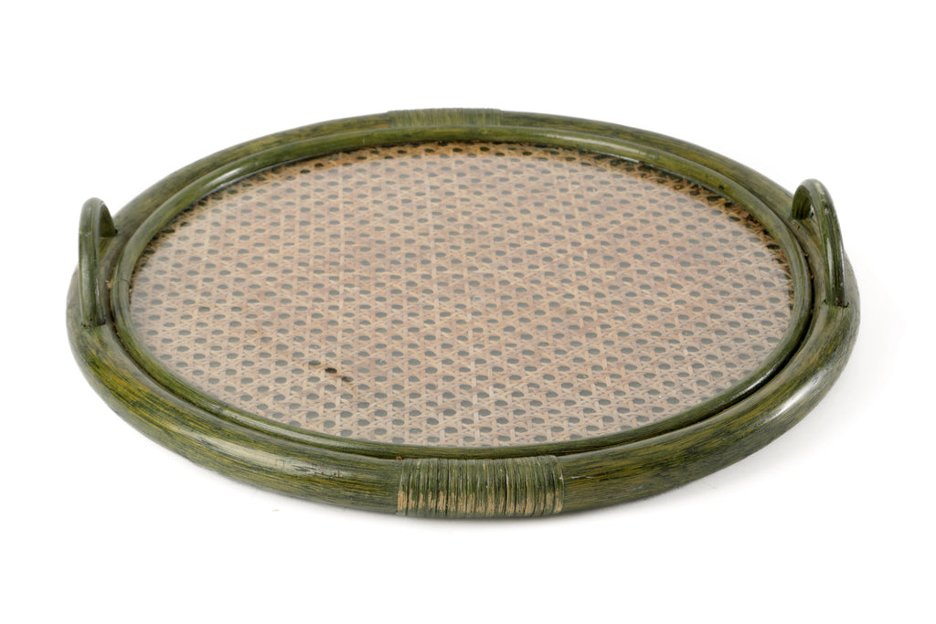 Vassoio bamboo verde anni 70