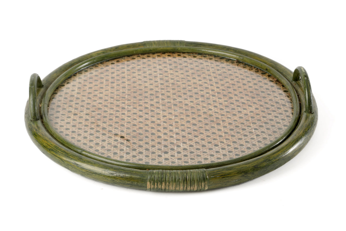 Vassoio bamboo verde anni 70