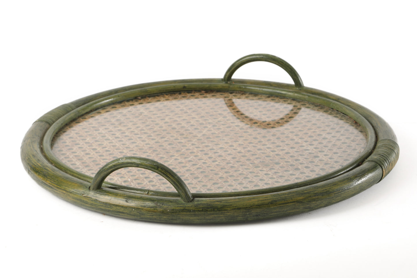 Vassoio bamboo verde anni 70