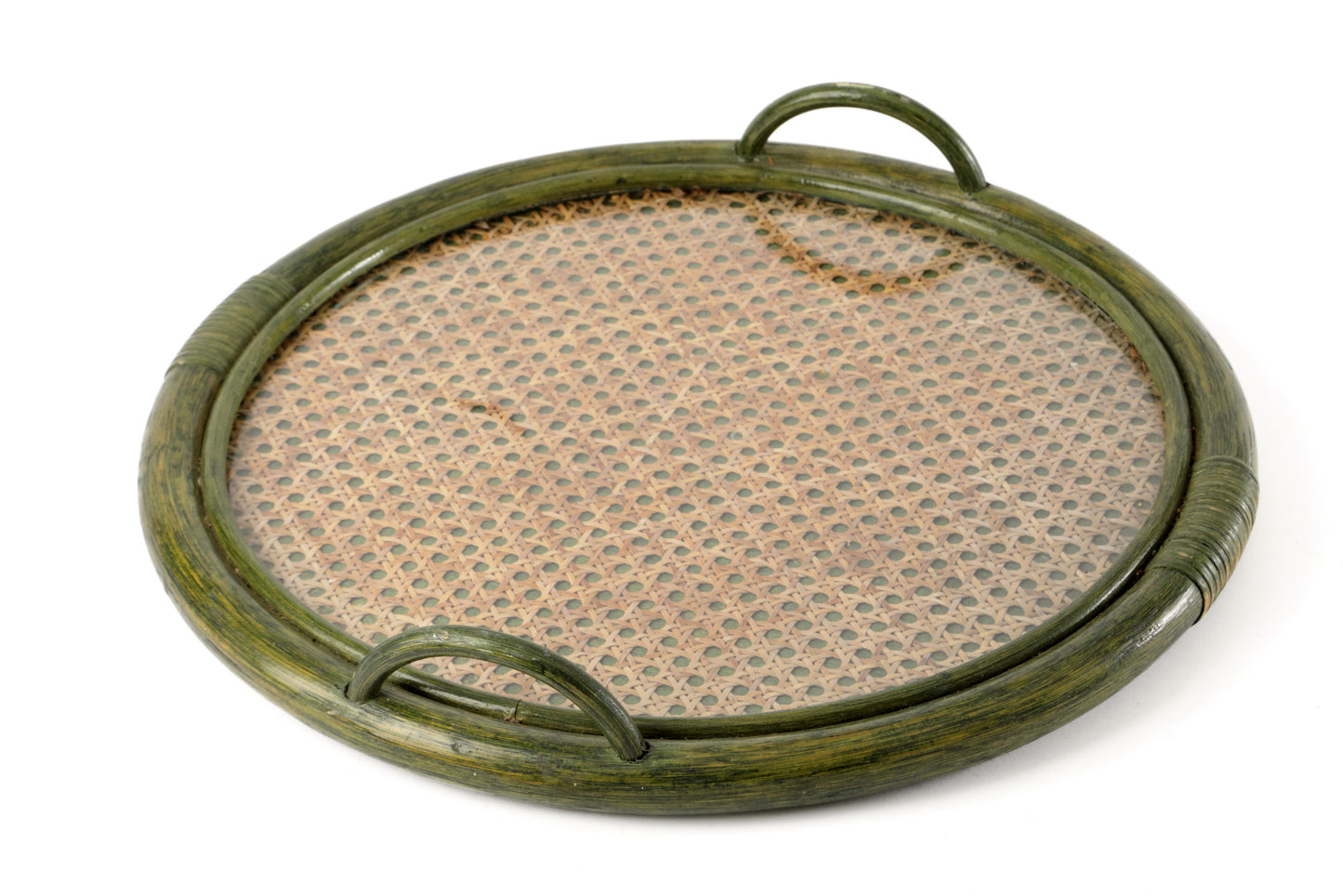 Vassoio bamboo verde anni 70