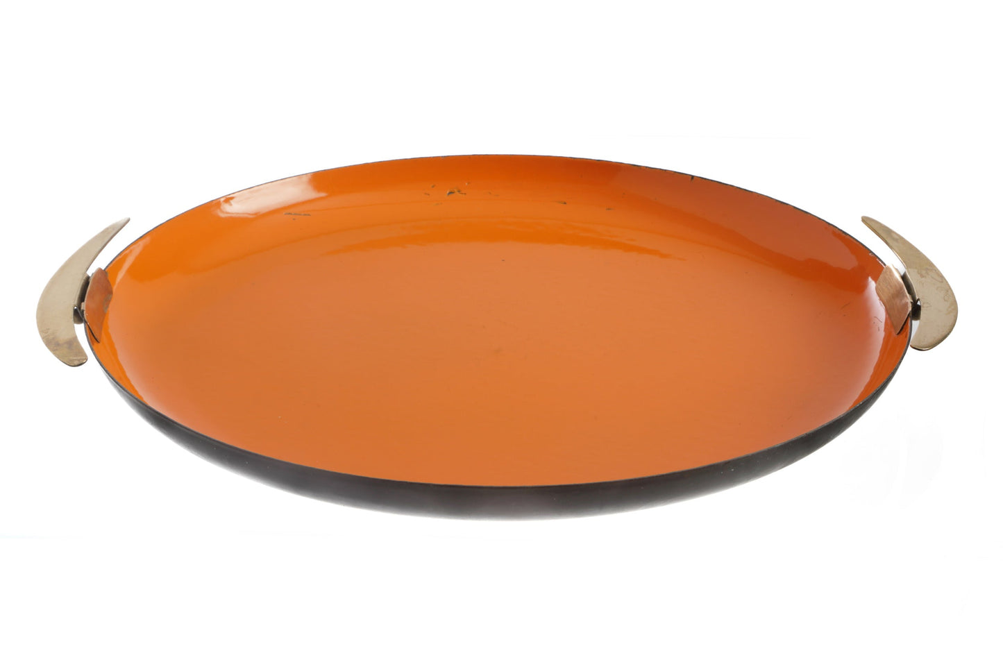 Round orange lacquered tray