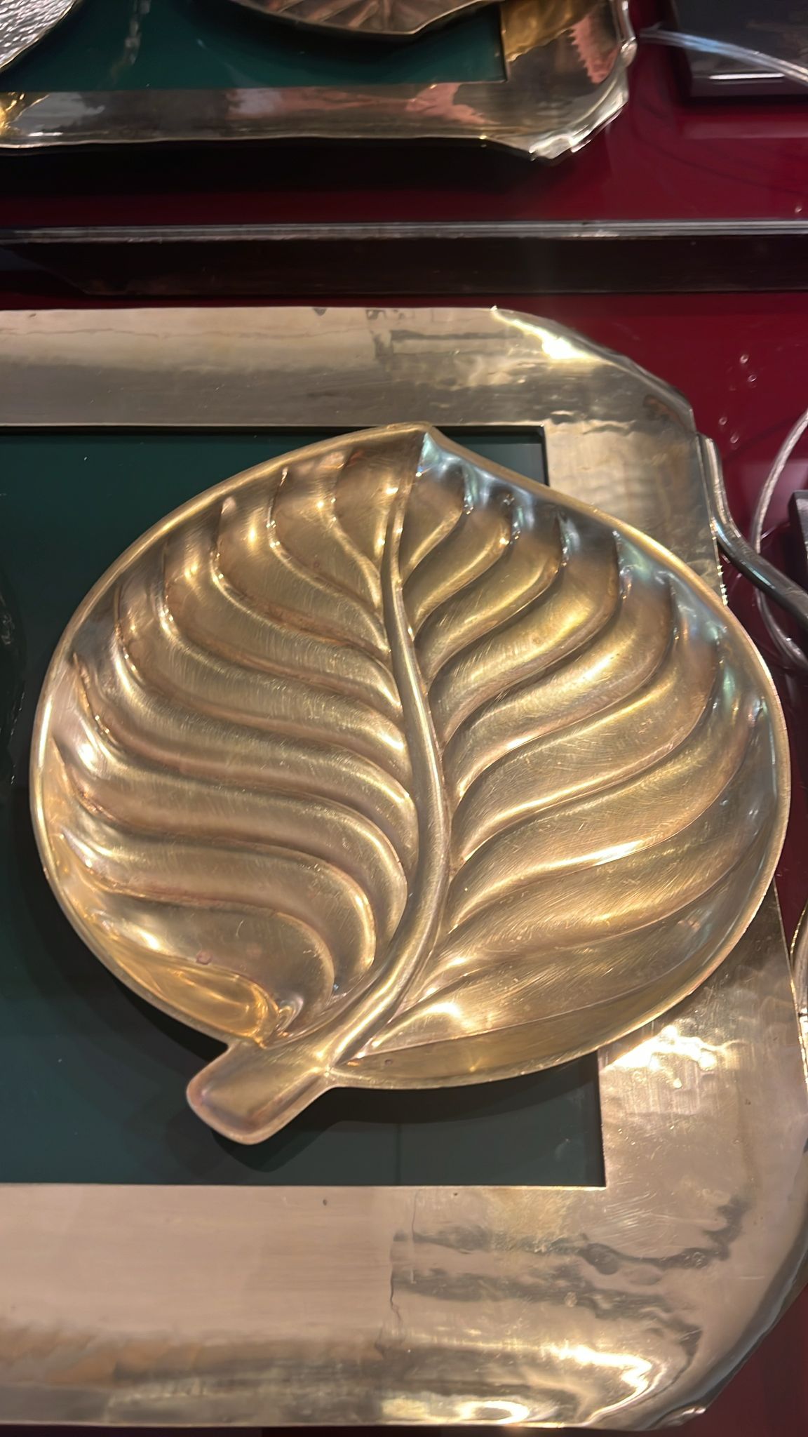 1970s brass leaf centrepiece