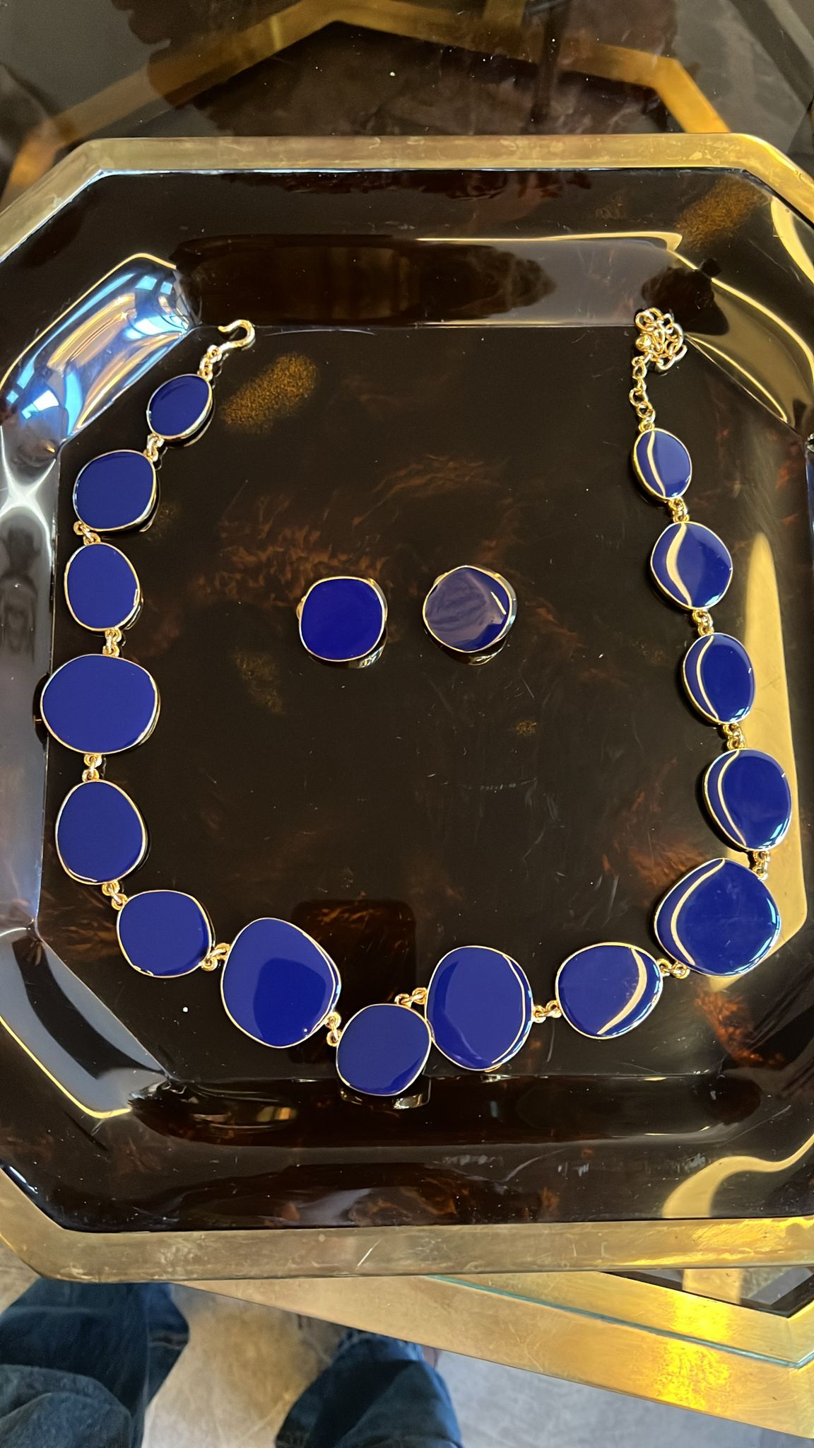 Parure collana cintura e orecchini Kenneth Jay Lane blu